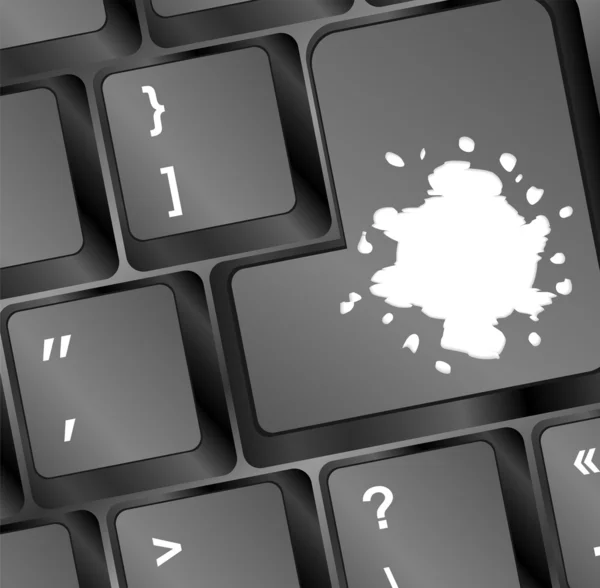 Computer keyboard with blots on enter key — Stock Photo, Image