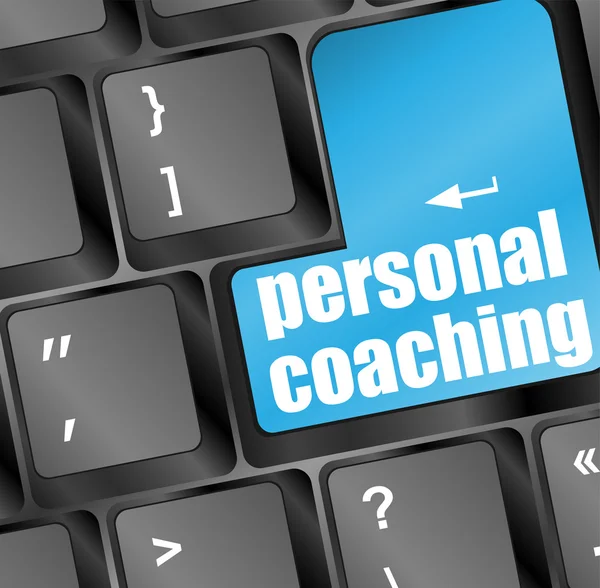 Toetsenbord met blauw invoeren knop persoonlijke coaching — Stockfoto