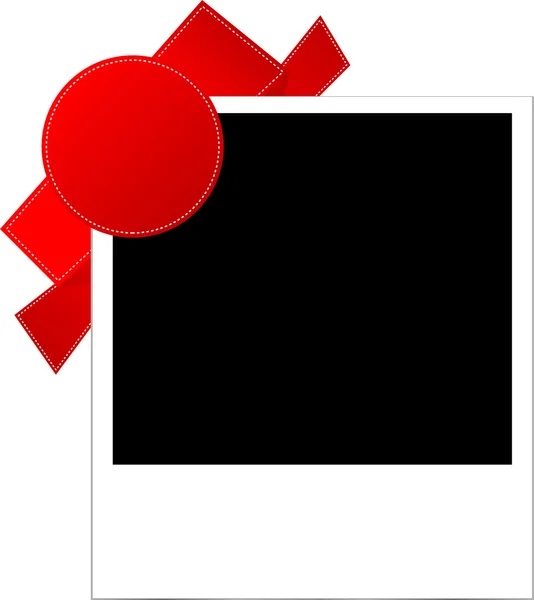 Photo frames with red ribbon — Stock Photo, Image