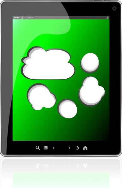 Cloud computing połączenia na cyfrowy typu Tablet. obraz koncepcyjny. na białym tle — Zdjęcie stockowe