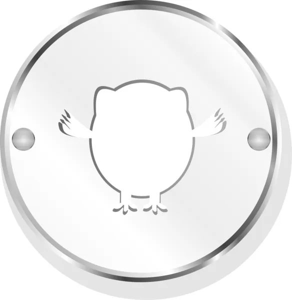 Owl icon, chrome metallic button — Stock Photo, Image