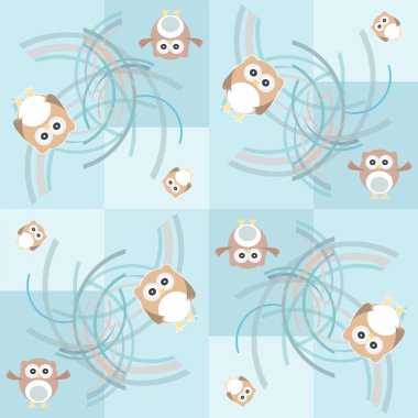 Baykuş ve kuşlar için çocuklar ile Seamless Modeli