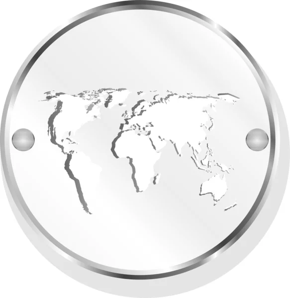 Metal button with world map — Stock Photo, Image