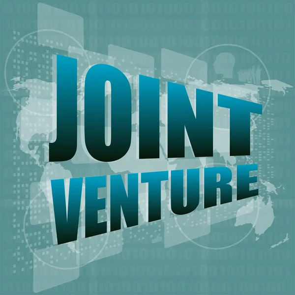 Joint venture woorden op digitale scherm achtergrond met wereldkaart — Stockfoto