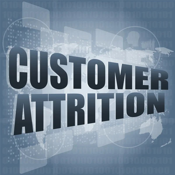 Customer attrition words on digital screen with world map — Stock Photo, Image