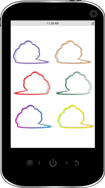 एक सेट भाषण बादल के साथ आधुनिक मोबाइल फोन — स्टॉक फ़ोटो, इमेज