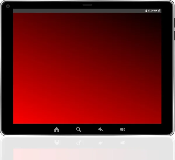 Počítač tablet pc s červené obrazovkou, izolovaných na bílém pozadí — Stock fotografie