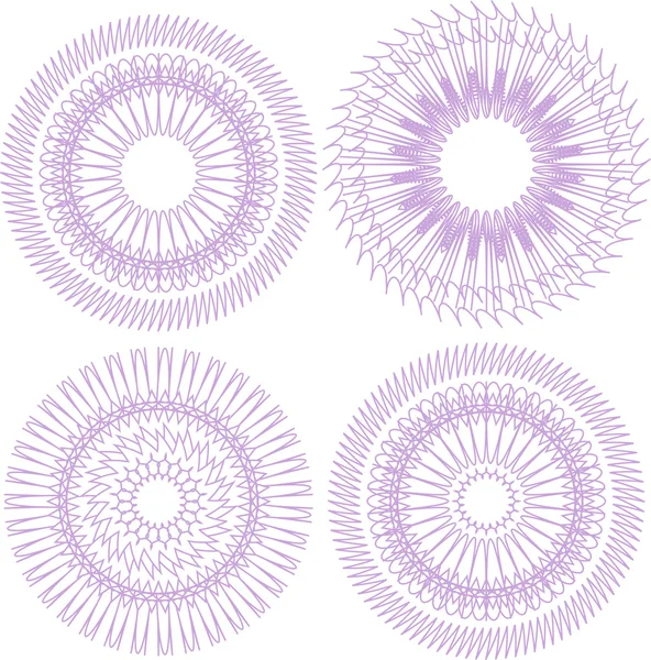 Set of four guilloche rosette isolated on white — Stock Photo, Image