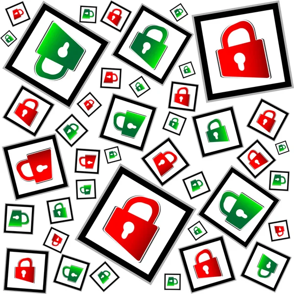 Rood en groen hangsloten naadloze patroon - veiligheidsconcept — Stockfoto