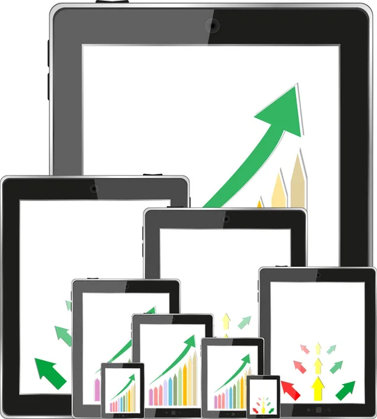 Business-Armaturenbrett mit Diagrammen in einem PC-Tablet — Stockfoto