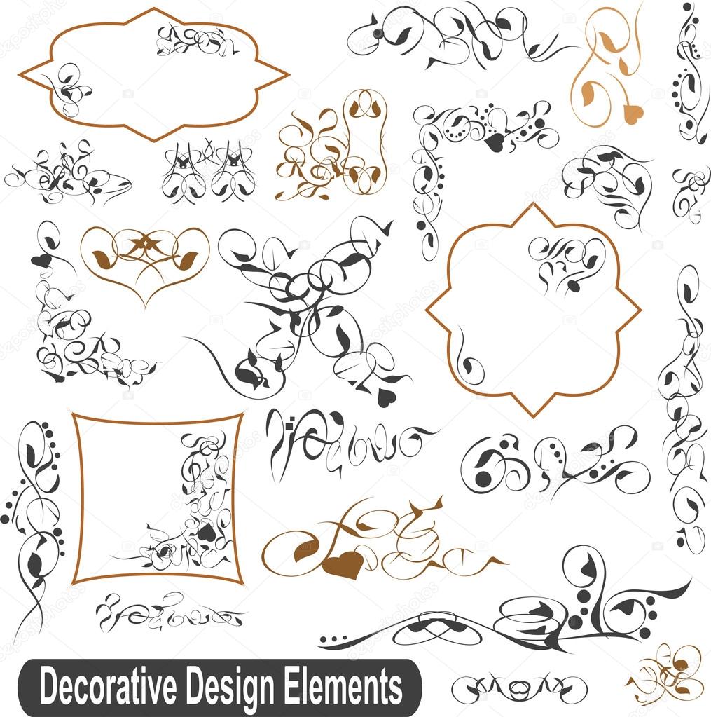 Set di elementi bordi e cornici disegno calligrafico — Foto di fotoscool