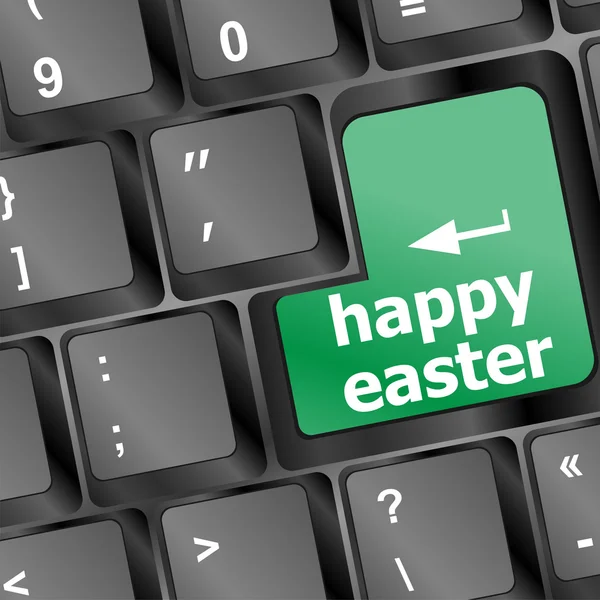 Botón de texto feliz Pascua en el teclado con enfoque suave — Foto de Stock