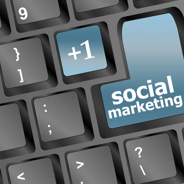 Sociale marketing of internet marketing concepten, met bericht op enter toets van toetsenbord — Stockfoto