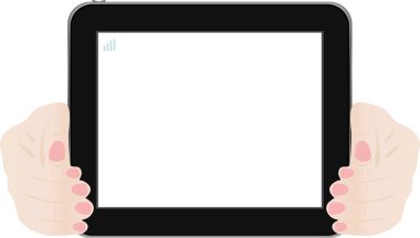 dokunmatik pc tutan bir el