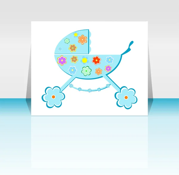 Голубая пригласительная карточка для детей - прибытие ребенка — стоковое фото