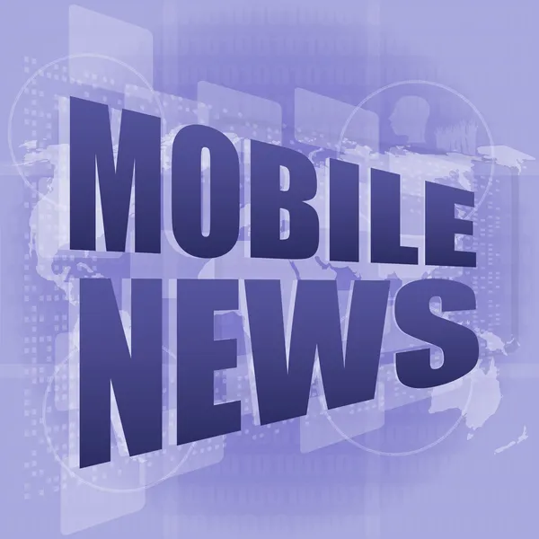 Mobile Nachrichten Wörter auf digitalem Touchscreen, Geschäftskonzept — Stockfoto