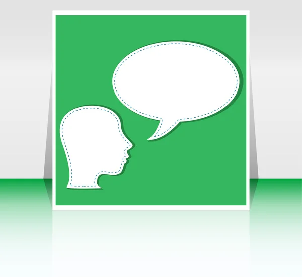 Abstrakte Lautsprechersilhouetten mit großer orangefarbener Blase (Chat, Dialog, Gespräch oder Diskussion)) — Stockfoto