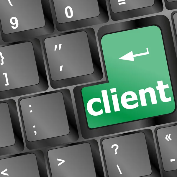 Chiave client verde nella tastiera del computer nero - concetto di business — Foto Stock