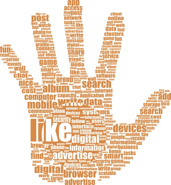 Hand mit Wort wie - Social Media und Netzwerkkonzept — Stockfoto