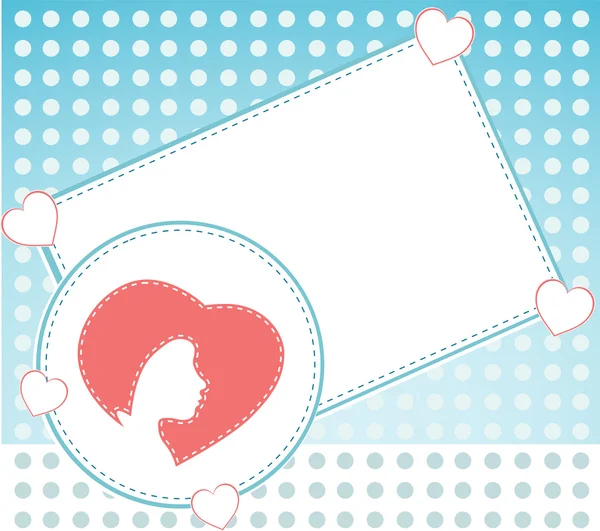 Carte avec coeur et tête de femme. carte d'invitation — Photo