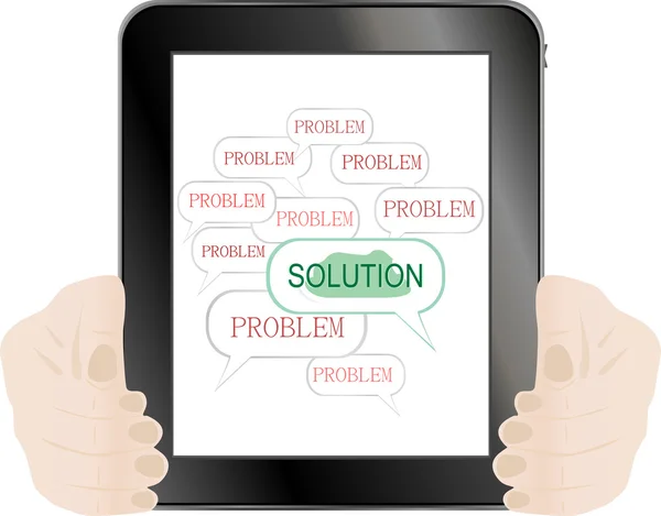 La palabra soluciones en la tableta pc —  Fotos de Stock