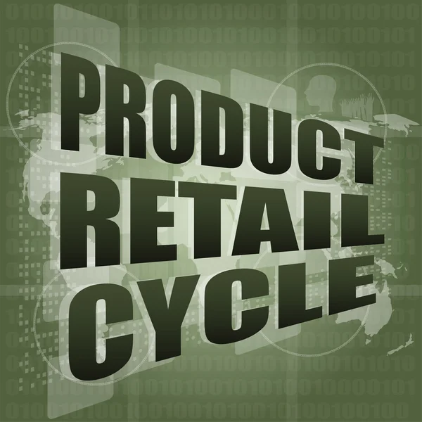 Produktdetaljhandelscykel - digitalt pekskärmsgränssnitt — Stockfoto