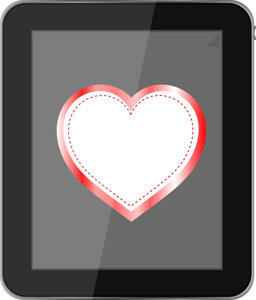 Tableta pc sobre fondo blanco amor corazón de San Valentín —  Fotos de Stock