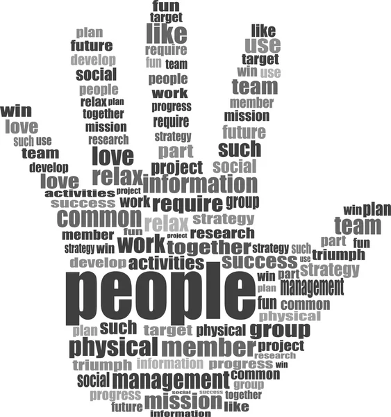 Like hand symbol with tag cloud of social word — Stock Photo, Image