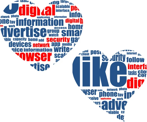 Маркетинг соціальних мереж - хмара слів у серці — стокове фото