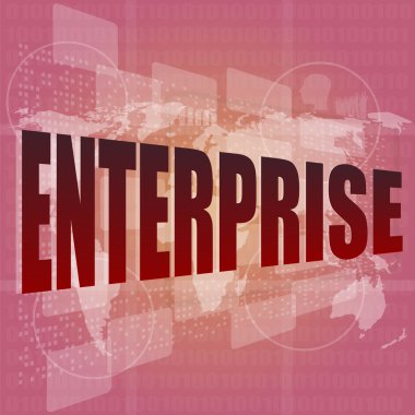 iş konsepti: dijital ekranda kurumsal kelimeler, 3d