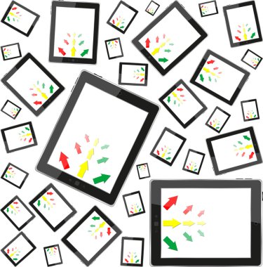 tablet pc ekran seamless modeli üzerinde iş ok ile