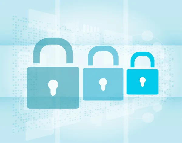 Security concept: Lock set on digital screen — Stock Photo, Image