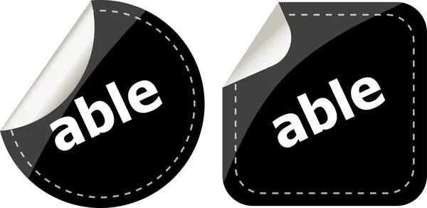 Able word black stickers set icon button — Stock Photo, Image