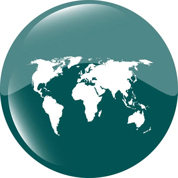 Globe icoon, aarde wereldkaart op web knop — Stockfoto