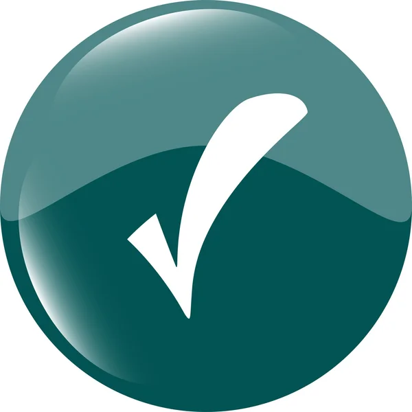 Zelený lesklý web tlačítko se symbolem zaškrtnutí. zaoblený tvar ikony — Stock fotografie
