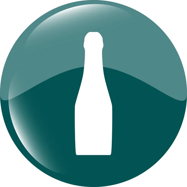 Bottiglia con bevanda - icona pulsante lucido isolato — Foto Stock