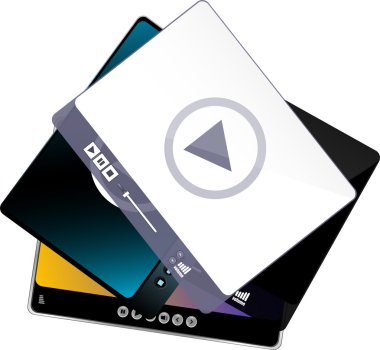 video kitle iletişim araçları oyuncu olarak izole beyaz arka plan ayarlamak