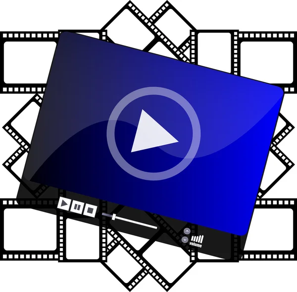 Media player on cinema film strips — Stock Photo, Image