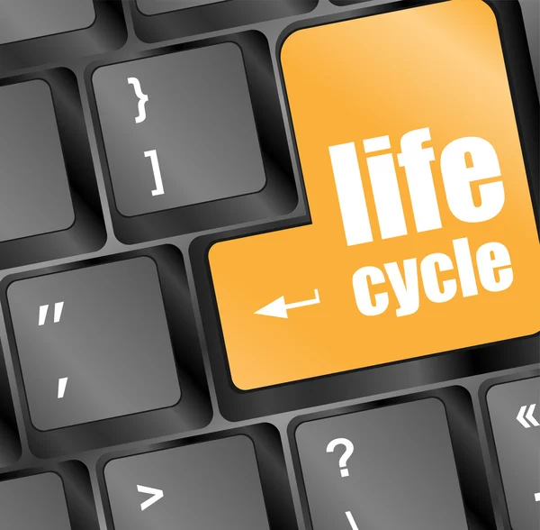 Life cycle on laptop keyboard key — Stock Photo, Image