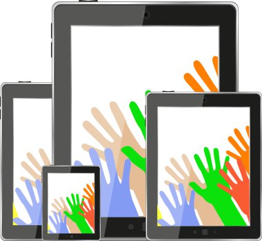 tablet pc bilgisayar modern teknoloji ellerle dokunma