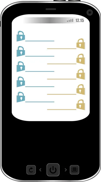 자물쇠 디스플레이와 휴대 전화입니다. 모바일 보안 개념입니다. 절연 — 스톡 사진