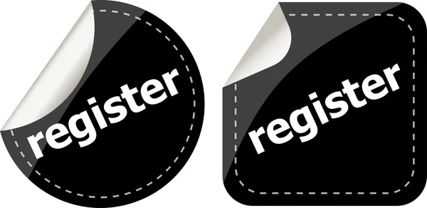 Registro conjunto de adesivos pretos, botão ícone — Fotografia de Stock