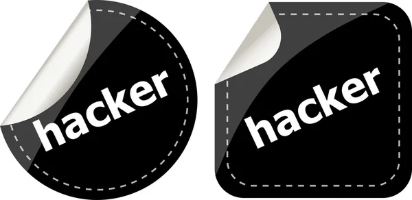 Zestaw czarny haker naklejki na biały, ikona przycisku — Zdjęcie stockowe