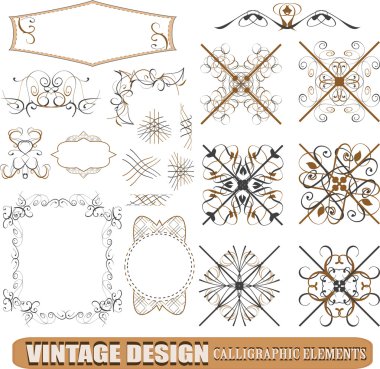 set of calligraphic design elements and page decoration - lots of useful elements to embellish your layout clipart