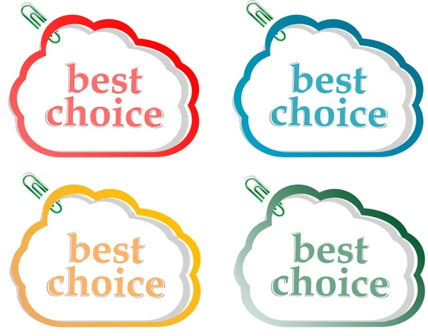 Abstract speech bubbles stickers set with best choice message — Stock Photo, Image