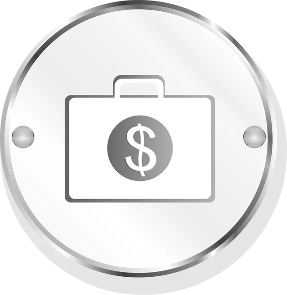 Dollar case icon silver metallic button, isolated on white background — Stock Photo, Image