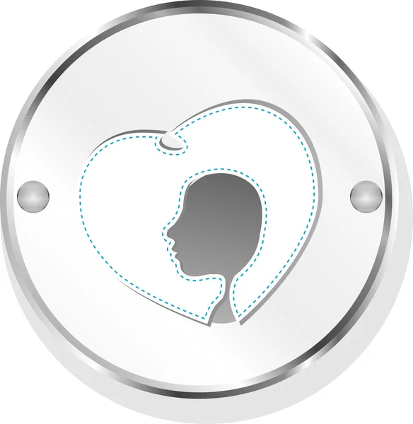 Herz und Kopf metallisches Ikonendesign — Stockfoto