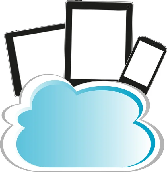 Mobiele telefoon en tablet met wolk pictogram — Stockfoto