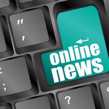 bir bilgisayar klavye haber yazımı, internet üzerinde haber alma mavi tuşları
