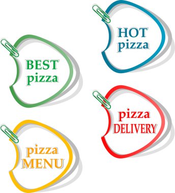 En iyi pizza, sıcak pizza, teslimat çıkartmaları kümesi